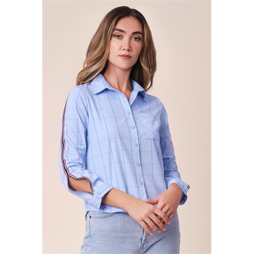 Closet Blue Side Slit Shirt With Side Tape