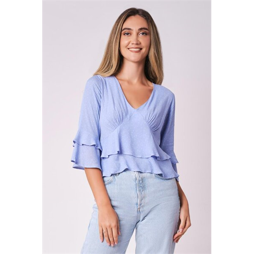 Closet Blue V Neck Top With Flared Panels