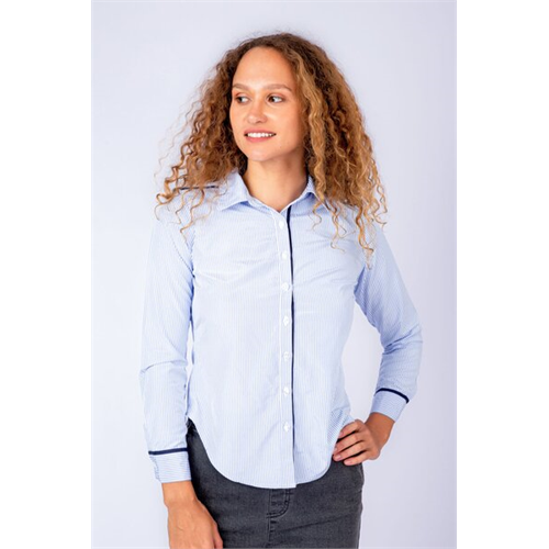 Closet Blue & White Fitted Long Sleeve Shirt