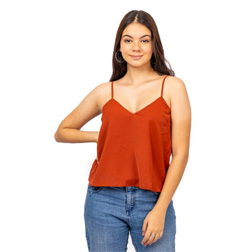 Closet Brick Red Strappy V Neck Basic Cami Top