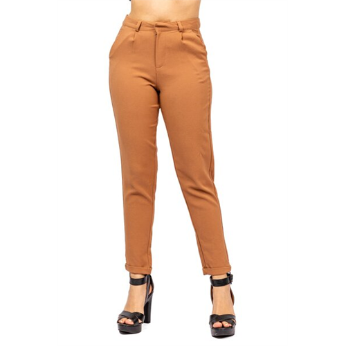 Closet Brown High Waist Slightly Cropped Pant With Roll Up Hem