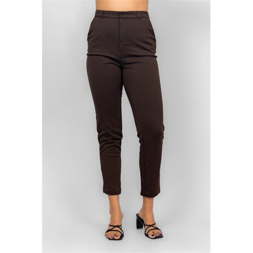 Closet Brown Regular Fit High Waist Straight Cut Pant