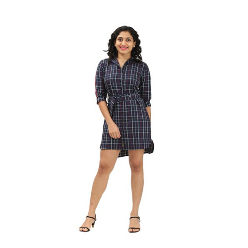 Closet Check Belt Detailed Mini Dress