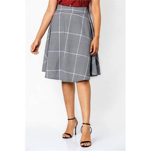 Closet Check Knee Length Semi Circle Skirt