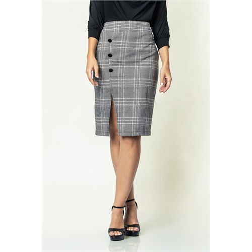 Closet Check With Slit Detail Knee Length Skirt