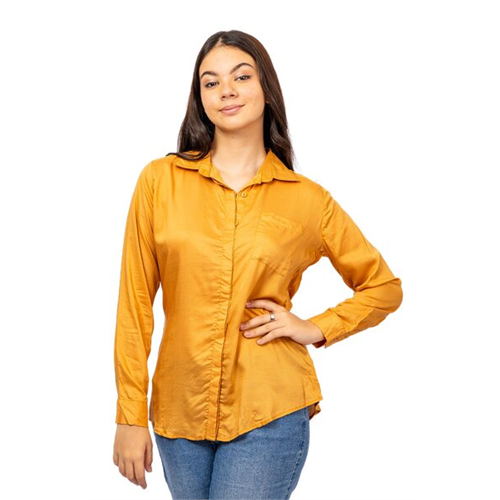 Closet Dull Orange Long Sleeve Loose Fit Basic Shirt