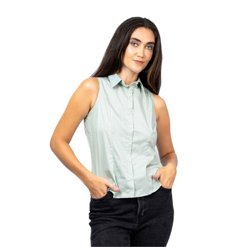 Closet Green Sleeveless Basic Collared Shirt