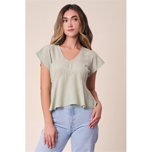 Closet Green V Neck Peplum Top