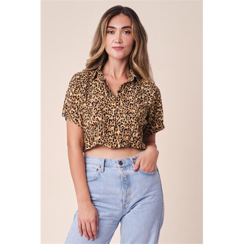 Closet Leopard Print Crop Shirt