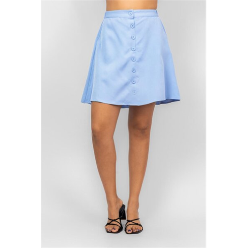 Closet Light Blue Elasticated Waist Button Knee Length Skirt