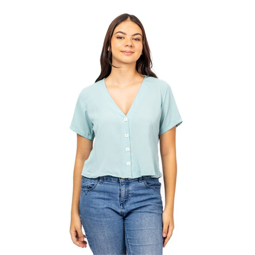 Closet Light Blue Short Sleeve Buttoned Top