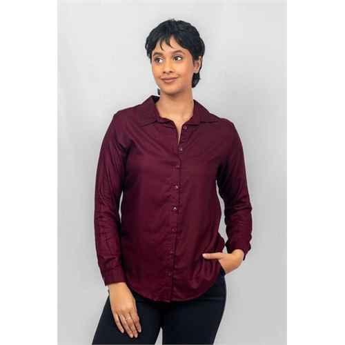 Closet Maroon Long Sleeve Regular Fit Basic Shirt