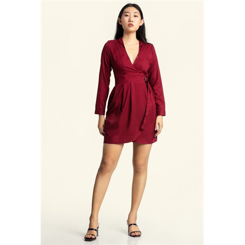 Closet Maroon Wrap Mini Dress