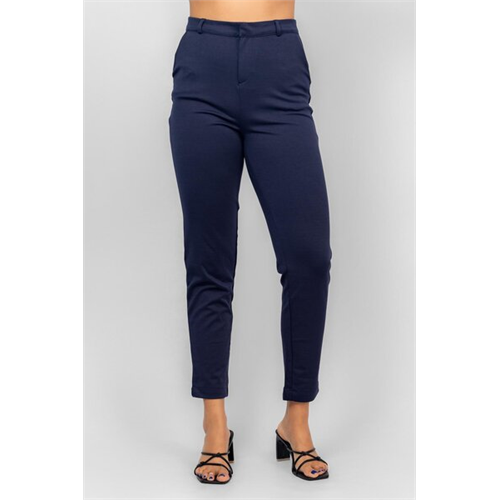 Closet Navy Regular Fit High Waist Straight Cut Pant