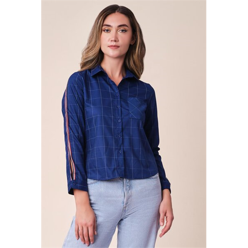 Closet Navy Side Slit Shirt With Side Tape