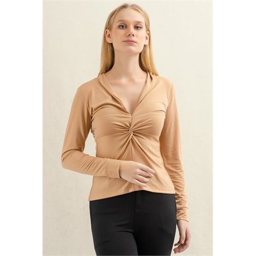 Closet Nude Front Knot Detailed Formal Top