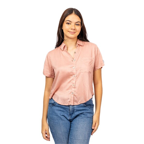 Closet Pink Front Pocket Short Sleeve Boxy Shirt