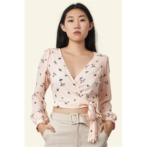 Closet Pink Semi Fitted Formal Wrap Blouse