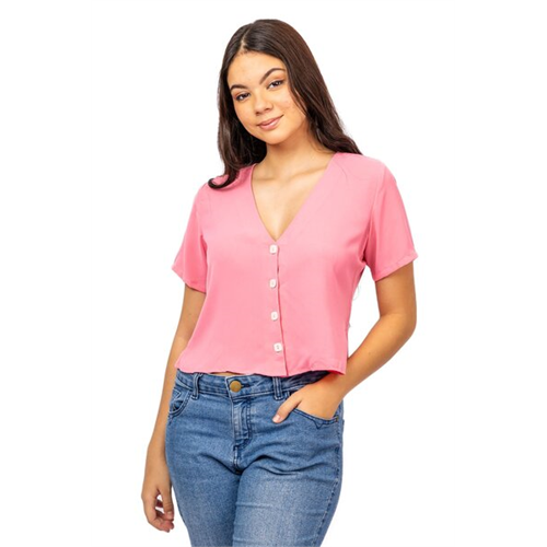 Closet Pink Short Sleeve Buttoned Top