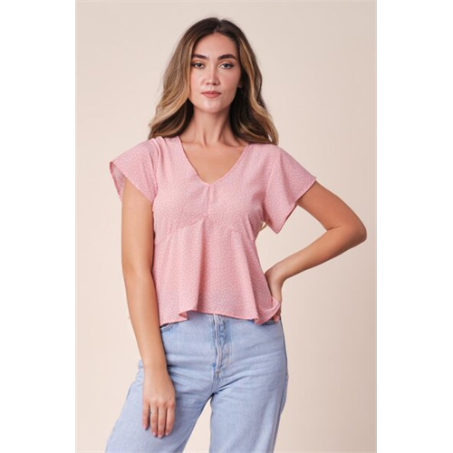 Closet Pink V Neck Peplum Top