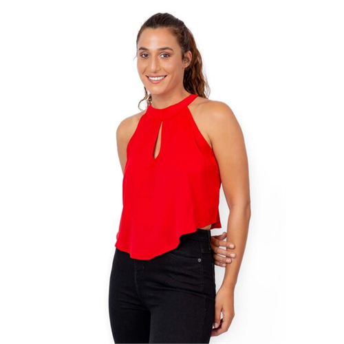 Closet Red High Neck Front Keyhole Back Open Top