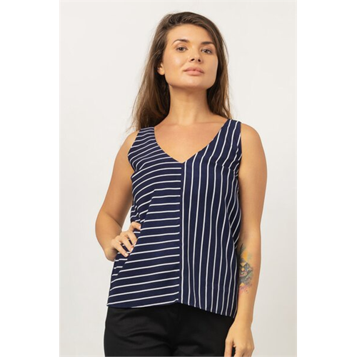 Closet Skripe V Neck Sleeveless Top