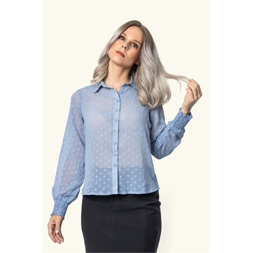 Closet Solid Colour Swiss Dot Dobby Mesh Shirt