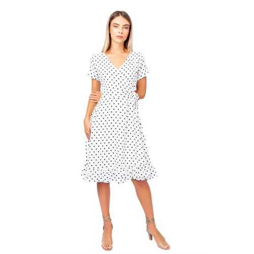 Closet White Dotted Wrap Dress