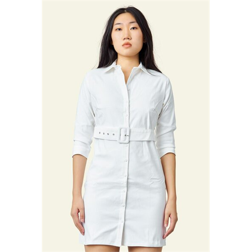 Closet White Shirt Dress With Fabric Buckle