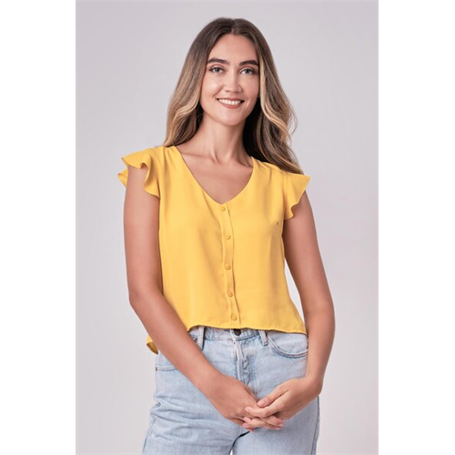 Closet Yellow Frilled Sleeve Top