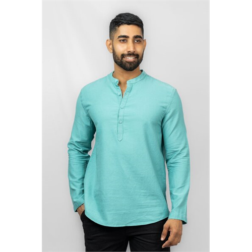 Coco Green Long Sleeve Linen Mens Casual Shirt