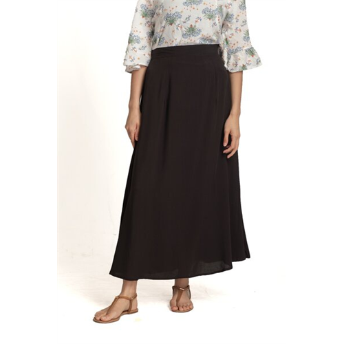 Cotton Collection Black Flared Long SkirtBy Coco