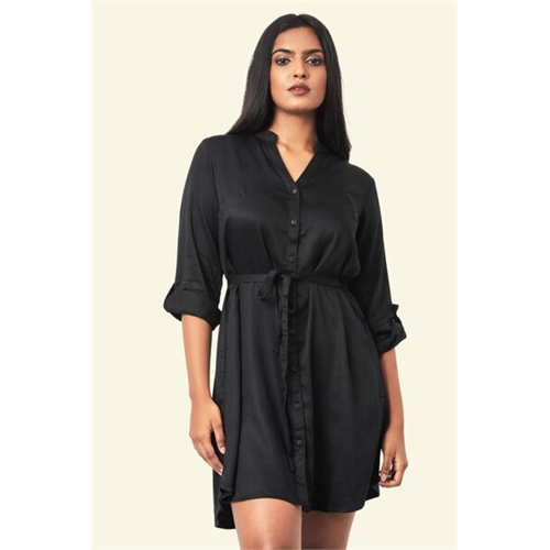 Cotton Collection Black Midi Dress By Coco