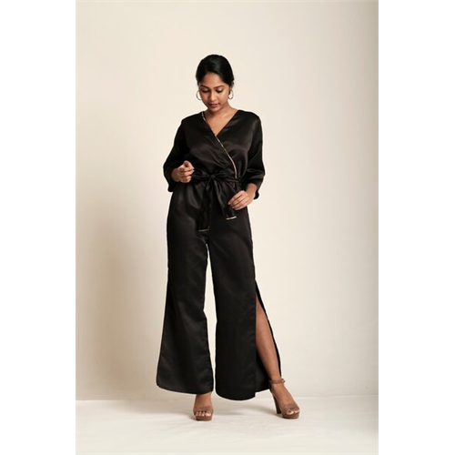 Cotton Collection Black V Neck Jumpsuit By Coco