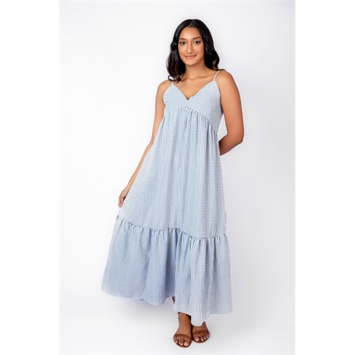 Cotton Collection Blue Check Dress By Coco