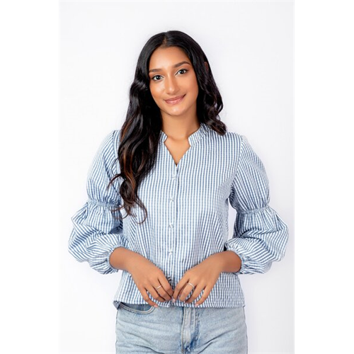 Cotton Collection Blue Check Top By Coco