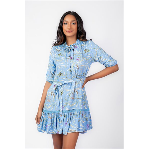 Cotton Collection Blue Printed Dress By Coco