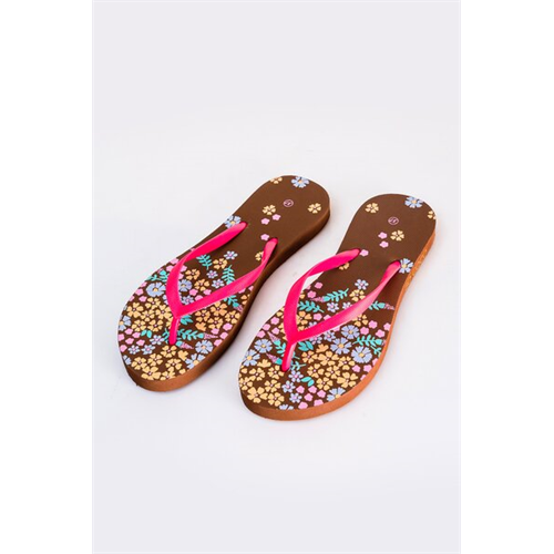 Cotton Collection Brown Printed Slippers By Coco