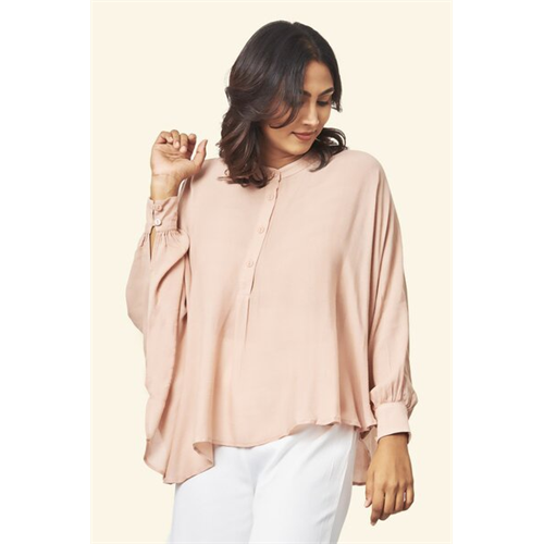 Cotton Collection Cotton Beige Batwing Sleeve Top By Coco