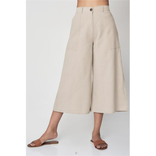 Cotton Collection Cotton Beige Midi Pant By Coco