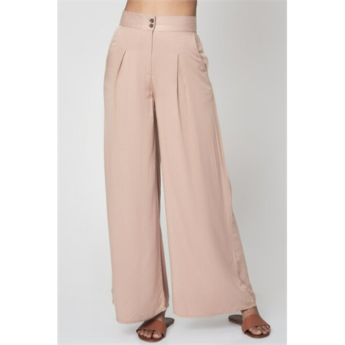 Cotton Collection Cotton Beige Pleated Pant By Coco