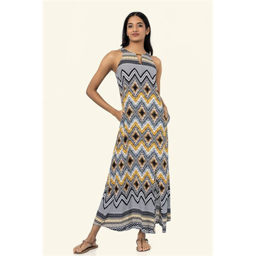 Cotton Collection Cotton Black Printed Maxi Dress By Coco