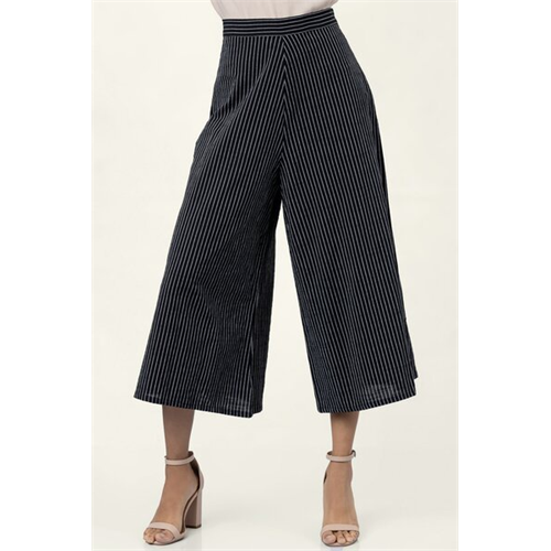 Cotton Collection Cotton Black-Striped Wide Leg Pant By Coco