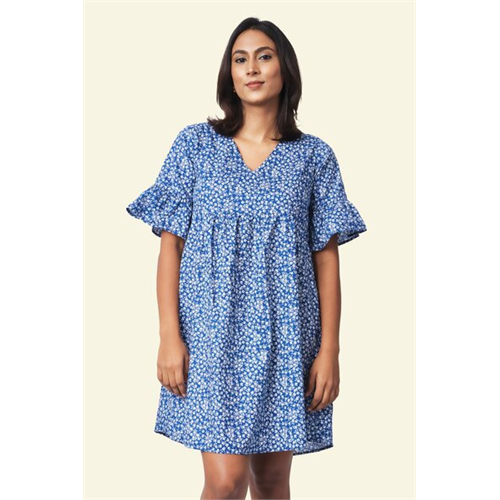 Cotton Collection Cotton Blue Floral Dress By Coco