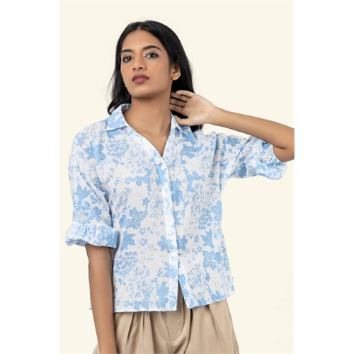 Cotton Collection Cotton Blue Floral Top By Coco