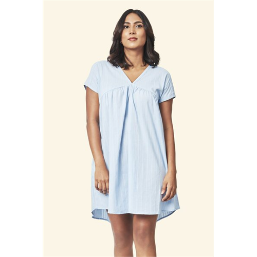 Cotton Collection Cotton Blue Gathered Dress By Coco