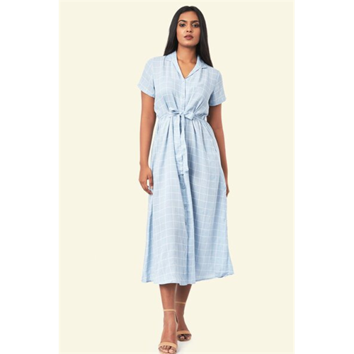 Cotton Collection Cotton Blue Shortsleeve Dress By Coco