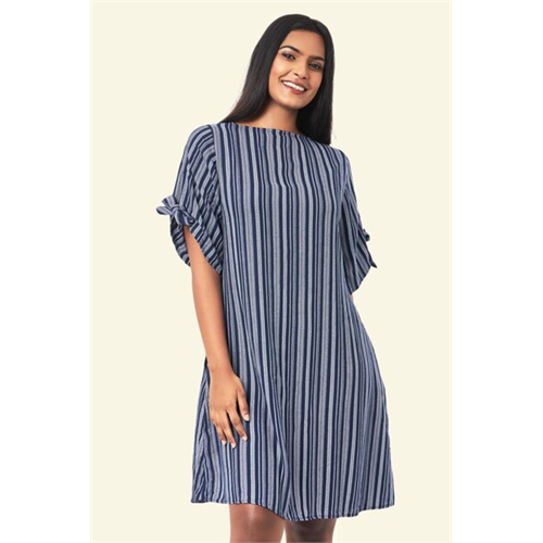 Cotton Collection Cotton Blue Stripe Shift Dress by Coco