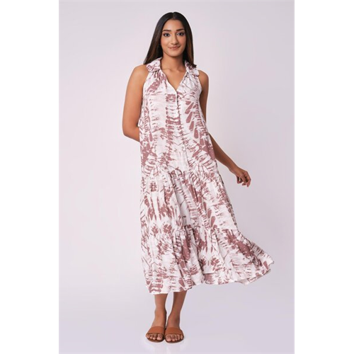 Cotton Collection Cotton Brown Cutaway Printed Dress