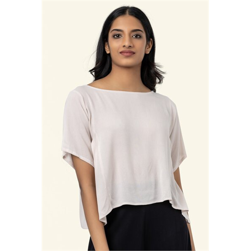 Cotton Collection Cotton Cream Boat Neck Top By Coco